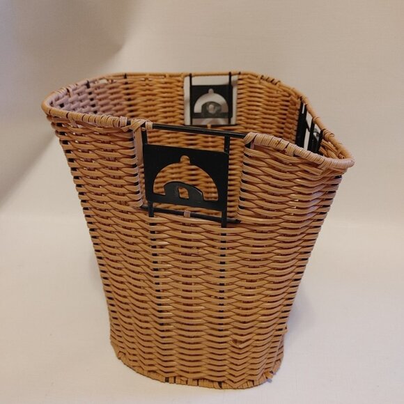 Woven Plastic Bike Basket- Front D-Shaped Bike Bicycle Basket Handlebar Storage - Picture 2 of 7